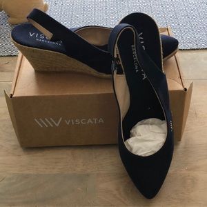 Viscata navy blue sling back espadrilles